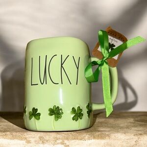Rae Dunn ‘Lucky’ Mug with Shamrock Design NWT